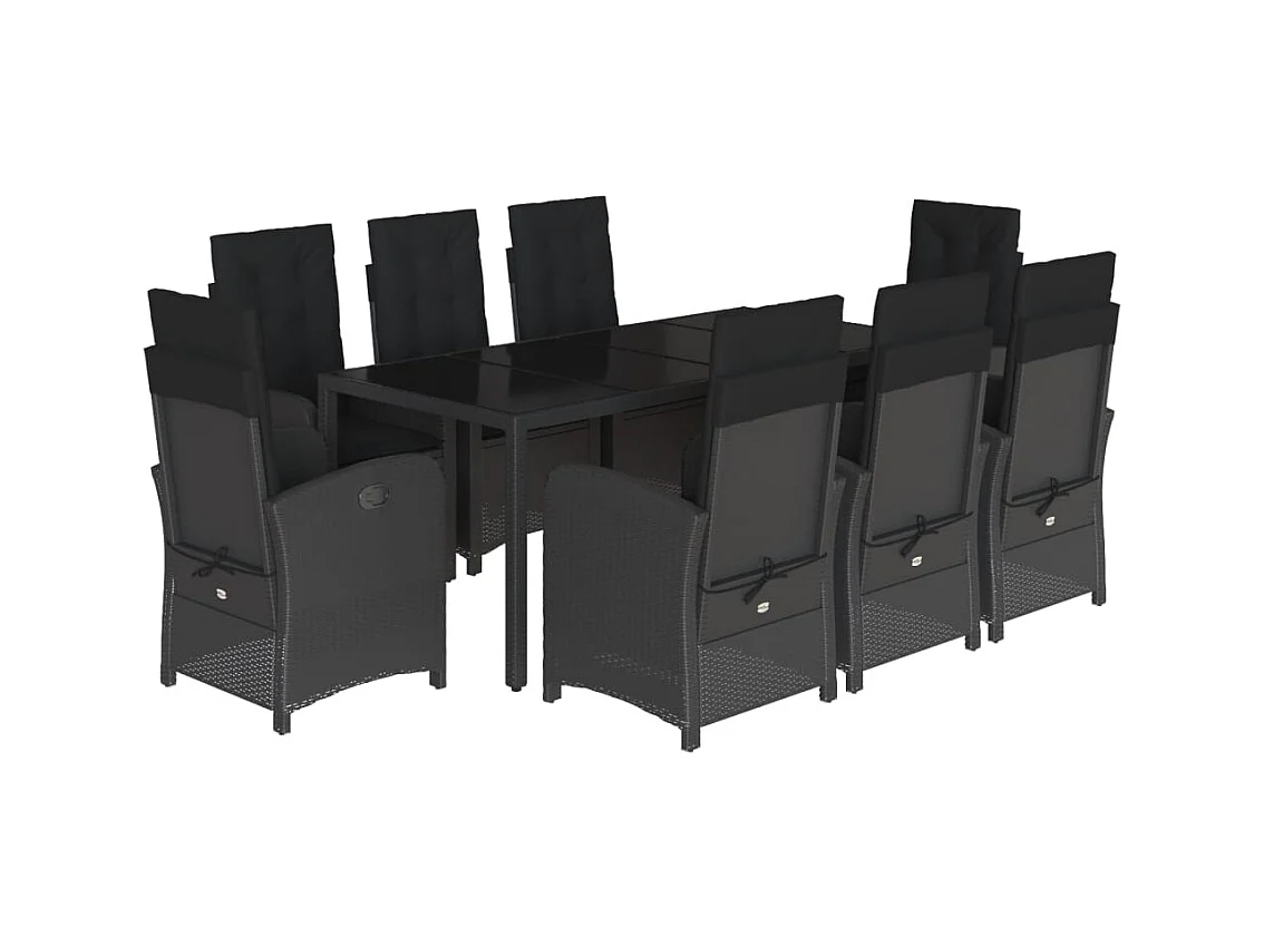 Vinkel  9-delige Tuinset poly rattan zwart