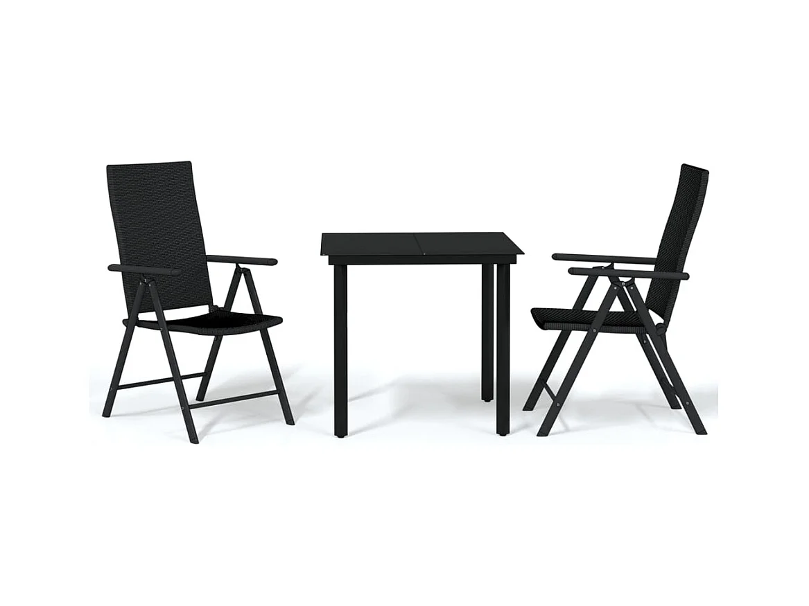 Sondrio  Ensemble à manger de jardin 3 pcs Noir