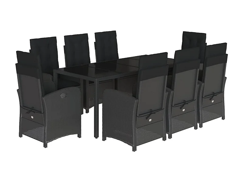 Vinkel  9-delige Tuinset poly rattan zwart