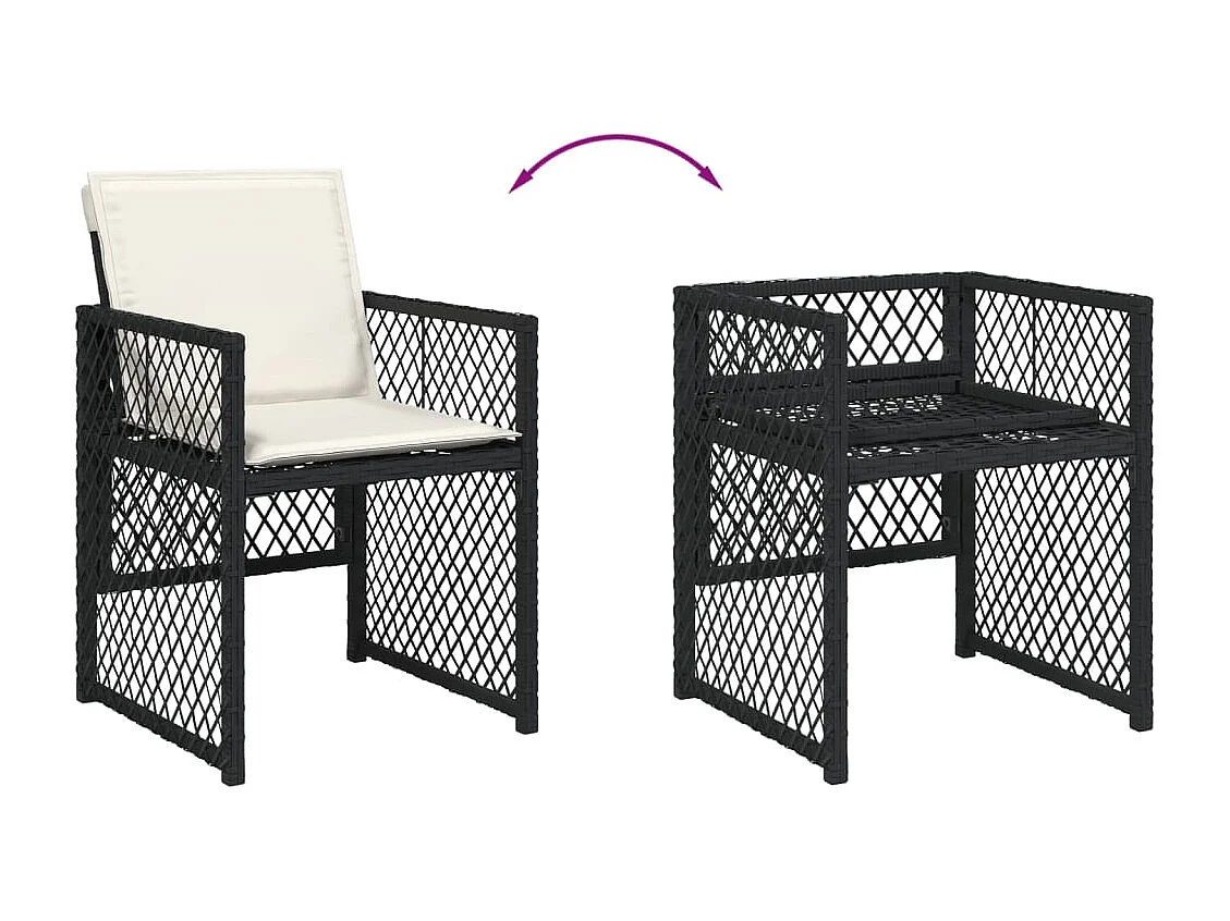 Connersville  Ensemble à manger de jardin 11 pcs coussins noir résine tressée