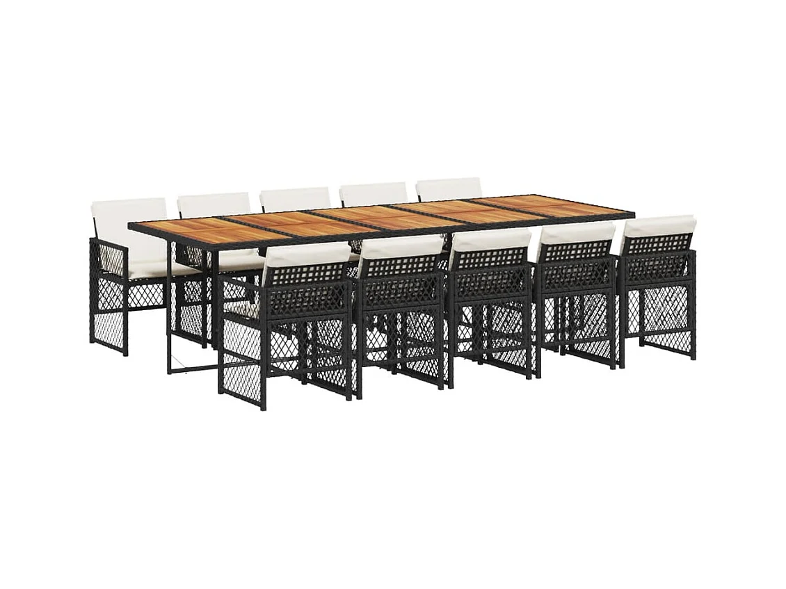 Connersville  11-delige Tuinset met kussens poly rattan zwart