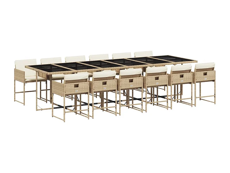 Sener  13-delige Tuinset met kussens poly rattan beige