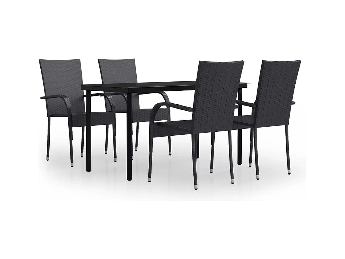 Stoughton  Ensemble à manger de jardin 5 pcs Noir