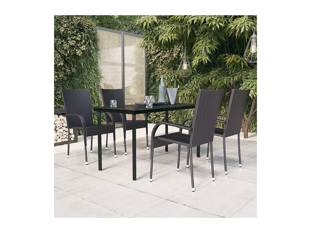 Stoughton  Ensemble à manger de jardin 5 pcs Noir