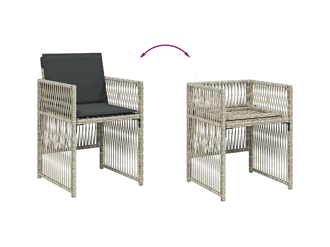 Steenbergen  Ensemble à manger de jardin et coussins 15 pcs gris clair rotin