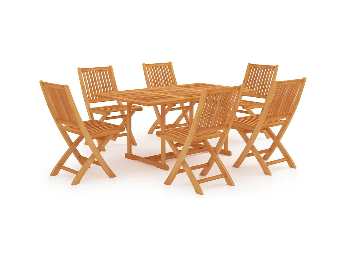 Villenave-d'Ornon  Conjunto de comedor de jardín 7 piezas madera maciza de teca