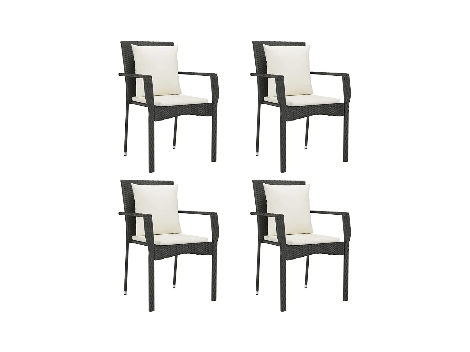 Rhett Logan  Ensemble à manger de jardin coussins 5pcs Noir Résine tressée