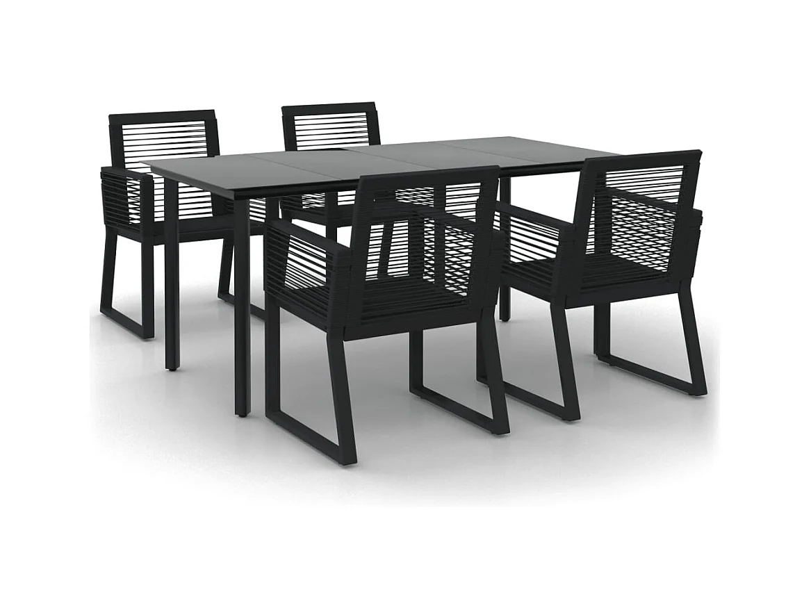 Wendell  Ensemble à manger de jardin 5 pcs Noir Rotin PVC