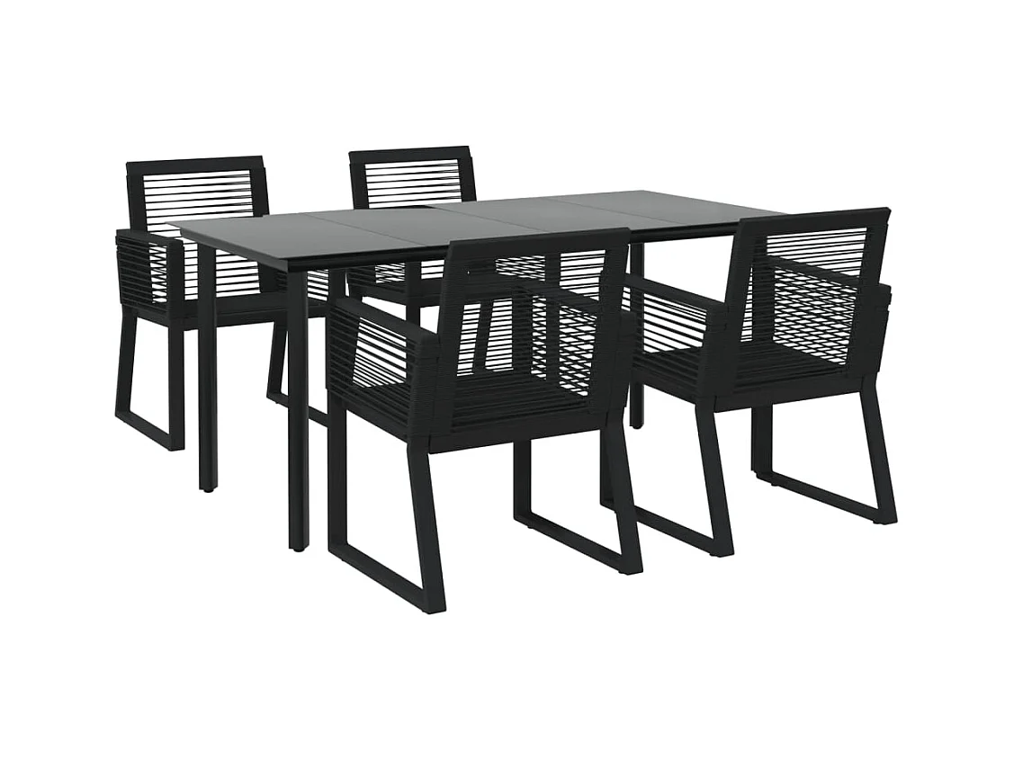 Wendell  Ensemble à manger de jardin 5 pcs Noir Rotin PVC