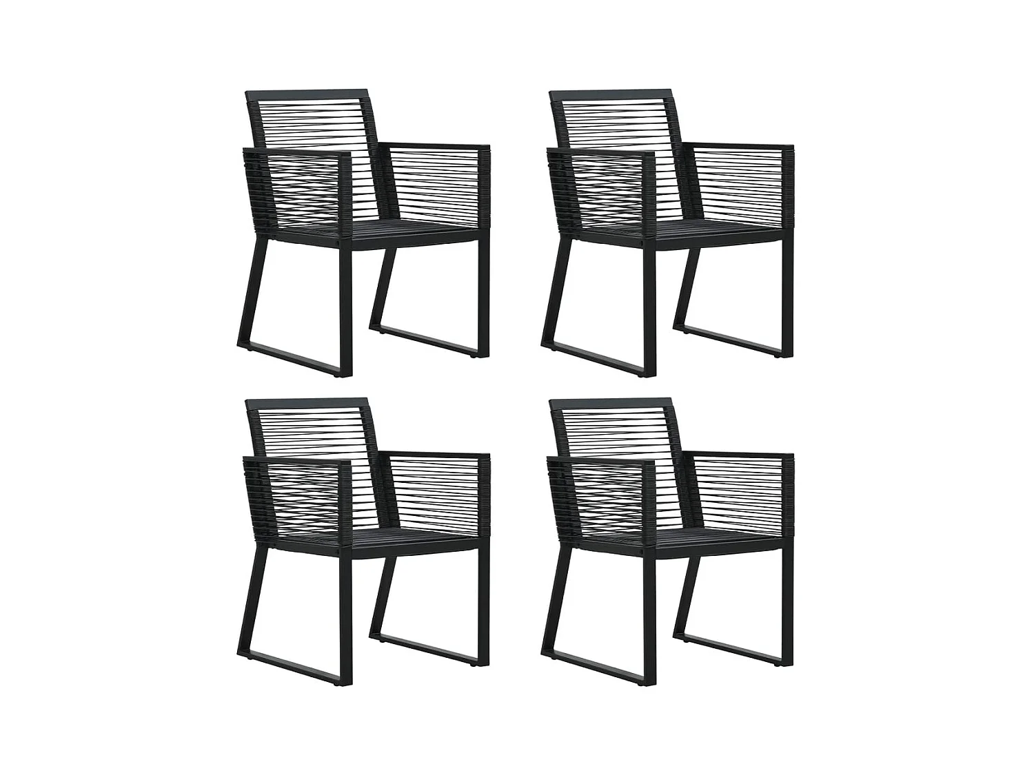 Wendell  Ensemble à manger de jardin 5 pcs Noir Rotin PVC