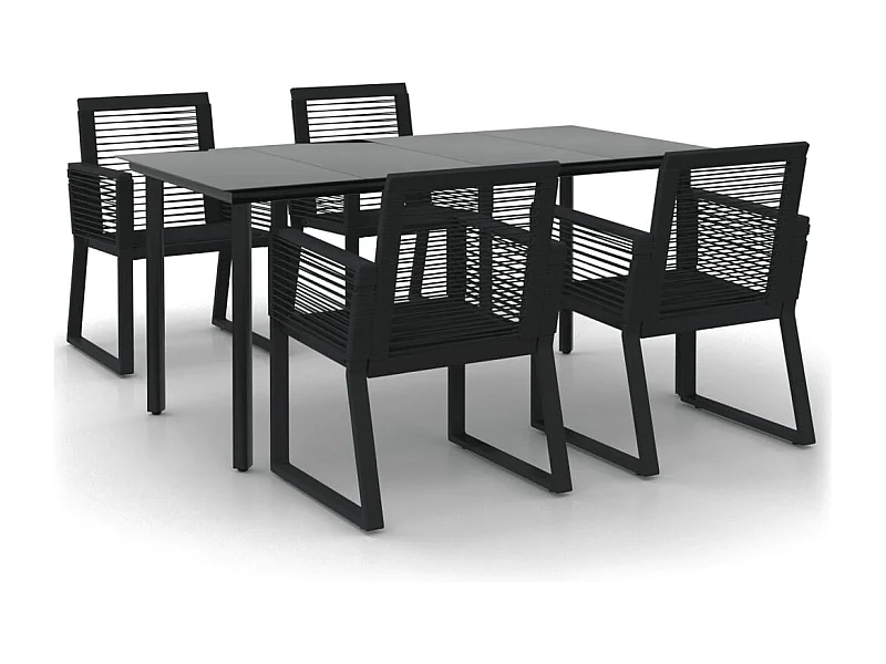 Wendell  5-delige Tuinset PVC-rattan zwart