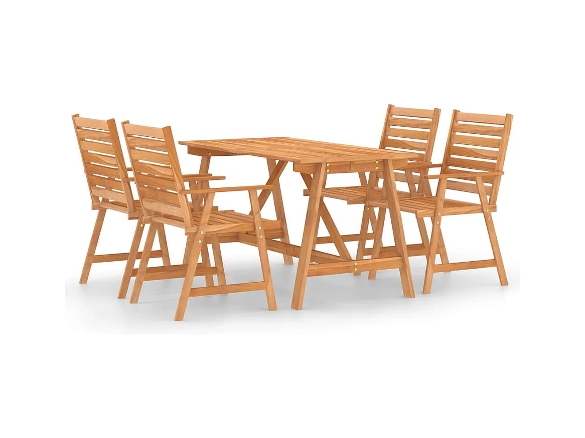 Sylindra  Juego de comedor para jardín 5 piezas madera maciza de acacia