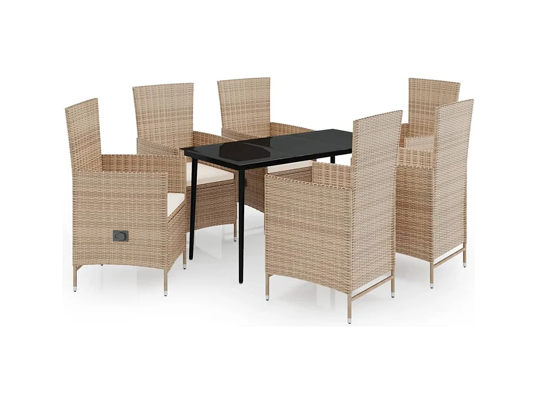 Zeldrik  7-delige Tuinset met kussens beige