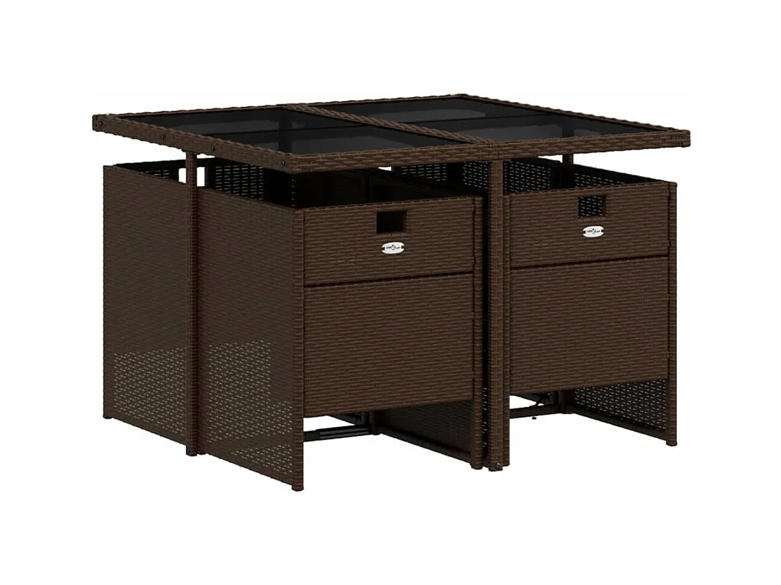 Ljungby  5-delige Tuinset met kussens poly rattan bruin