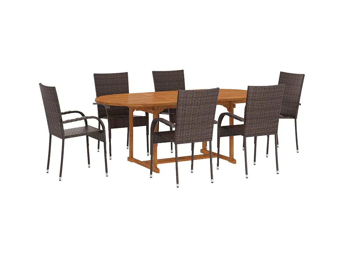 Jean-Antoine  Set de comedor de jardín de 7 piezas ratán sintético marrón