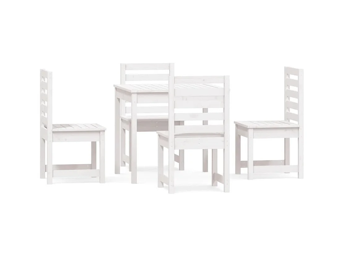 Adrien  Ensemble à manger de jardin 5 pcs blanc bois massif de pin