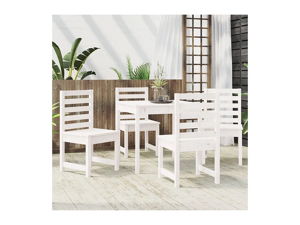 Adrien  Ensemble à manger de jardin 5 pcs blanc bois massif de pin