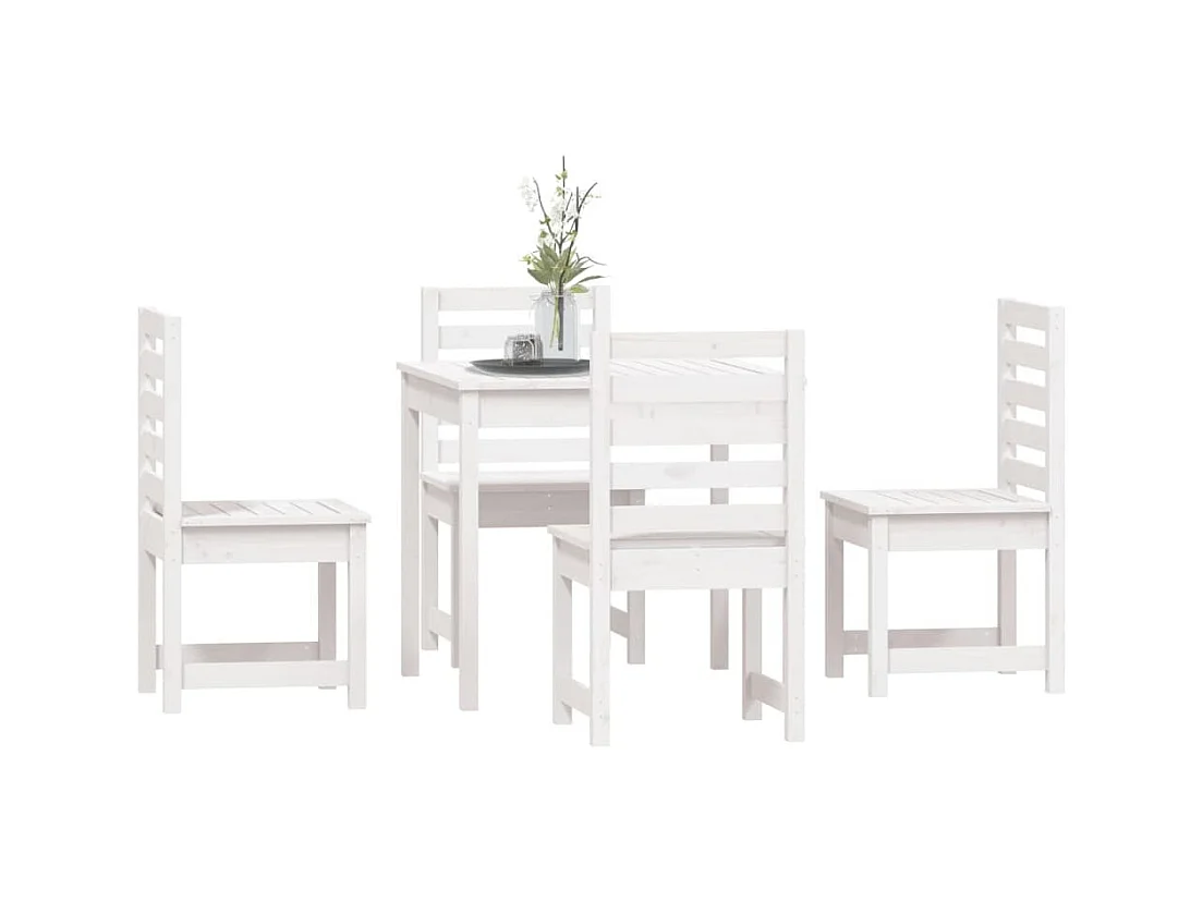 Adrien  Ensemble à manger de jardin 5 pcs blanc bois massif de pin