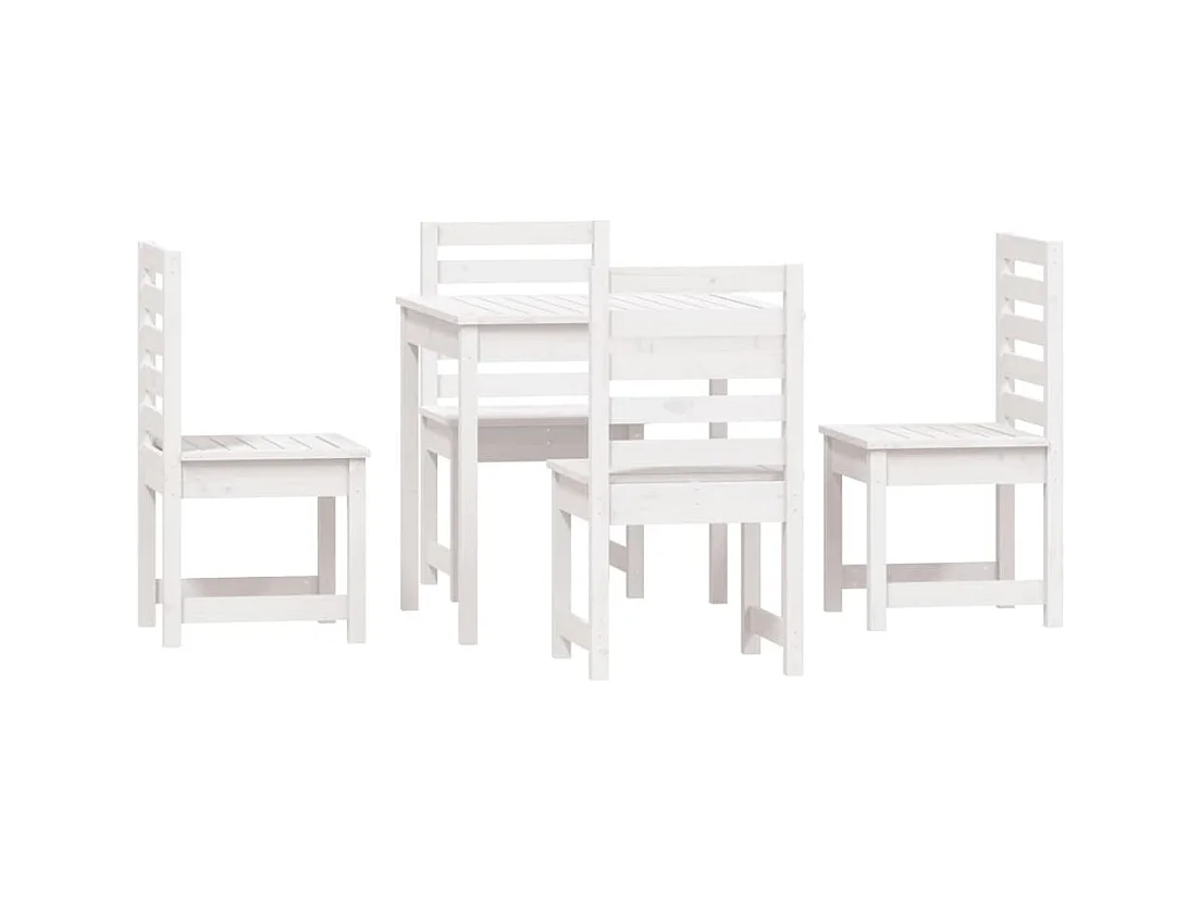 Adrien  Ensemble à manger de jardin 5 pcs blanc bois massif de pin