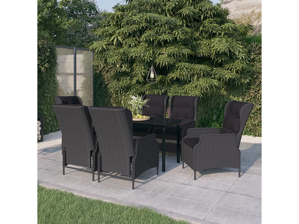 Santa Rosa  Ensemble à manger de jardin 7 pcs Gris foncé