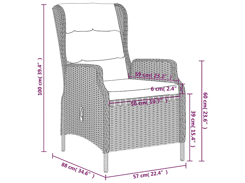 Santa Rosa  Ensemble à manger de jardin 7 pcs Gris foncé
