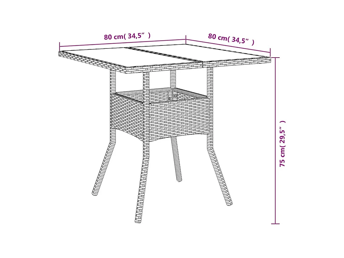 Zac  Ensemble à manger de jardin et coussins 5pcs beige rotin acacia