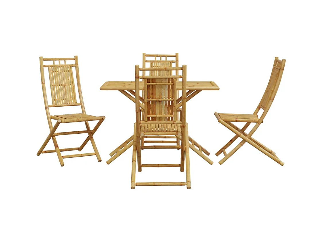 Mounir  Ensemble à manger de jardin 5 pcs bambou