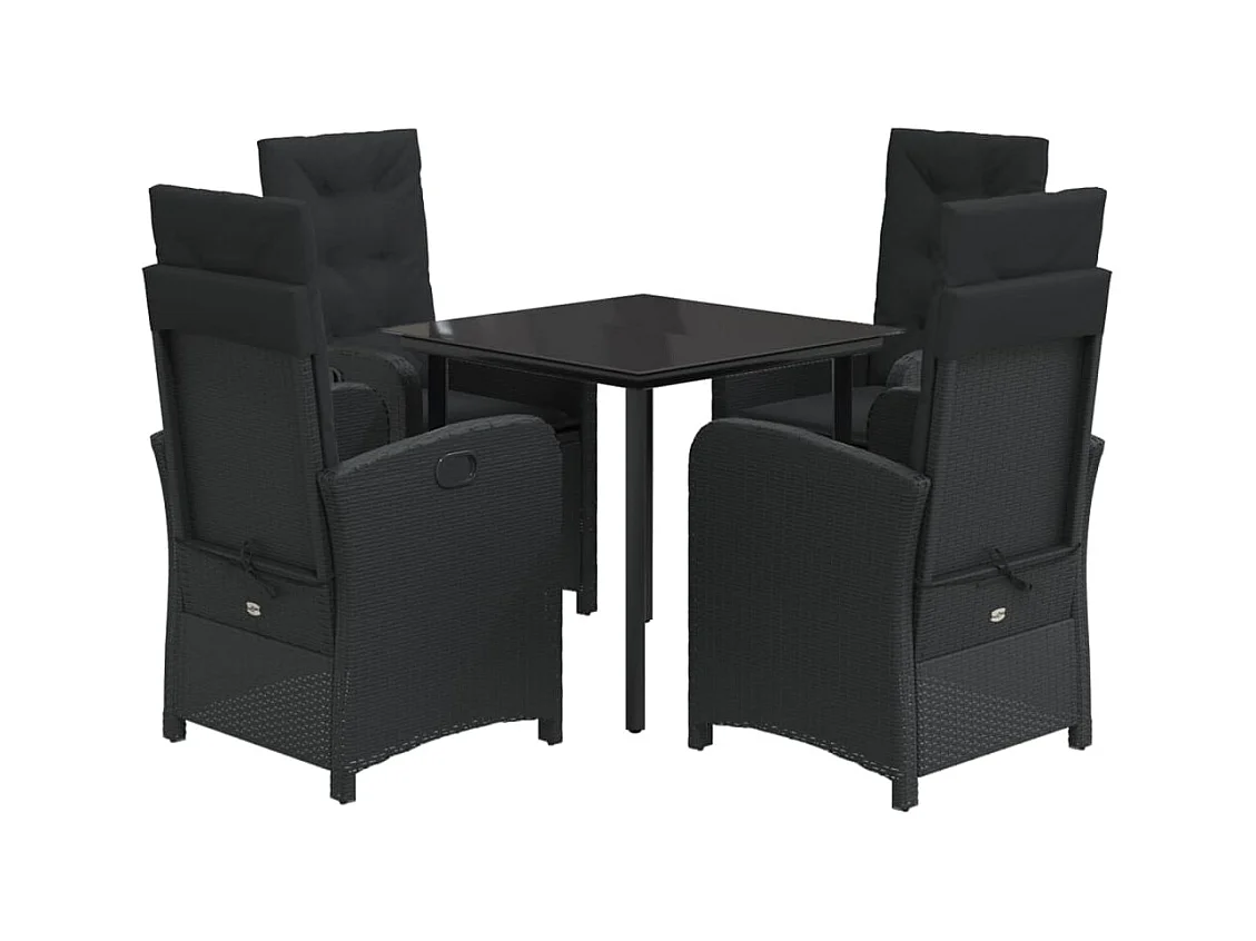 Necdet  Ensemble à manger de jardin coussins 5pcs Noir Résine tressée