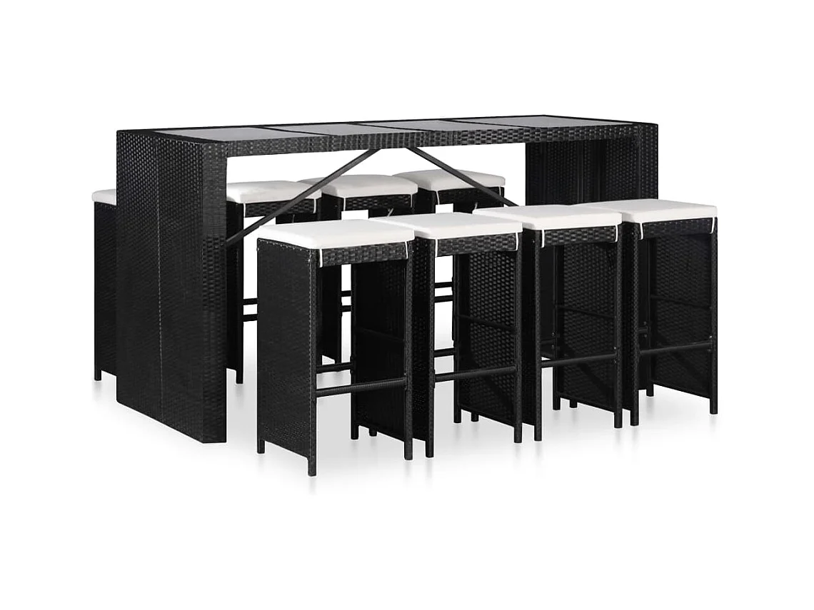 Garden Furniture -  Ensemble à manger d'extérieur 9 pcs Résine tressée Noir