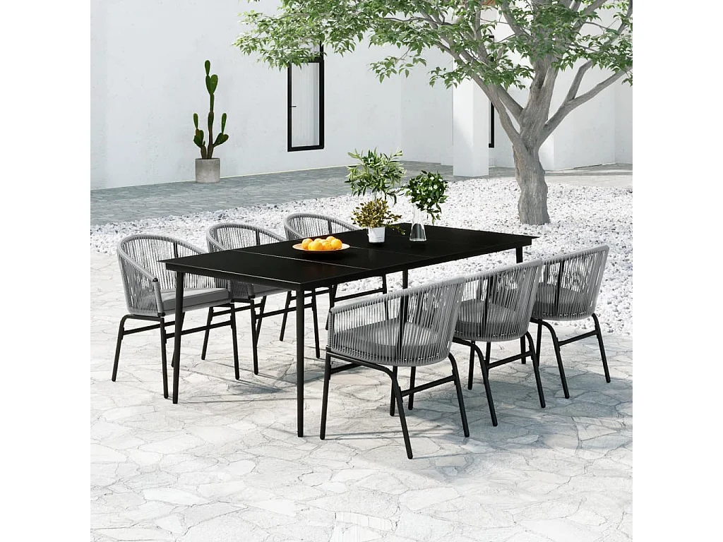 Belric  Ensemble à manger de jardin 7 pcs Gris