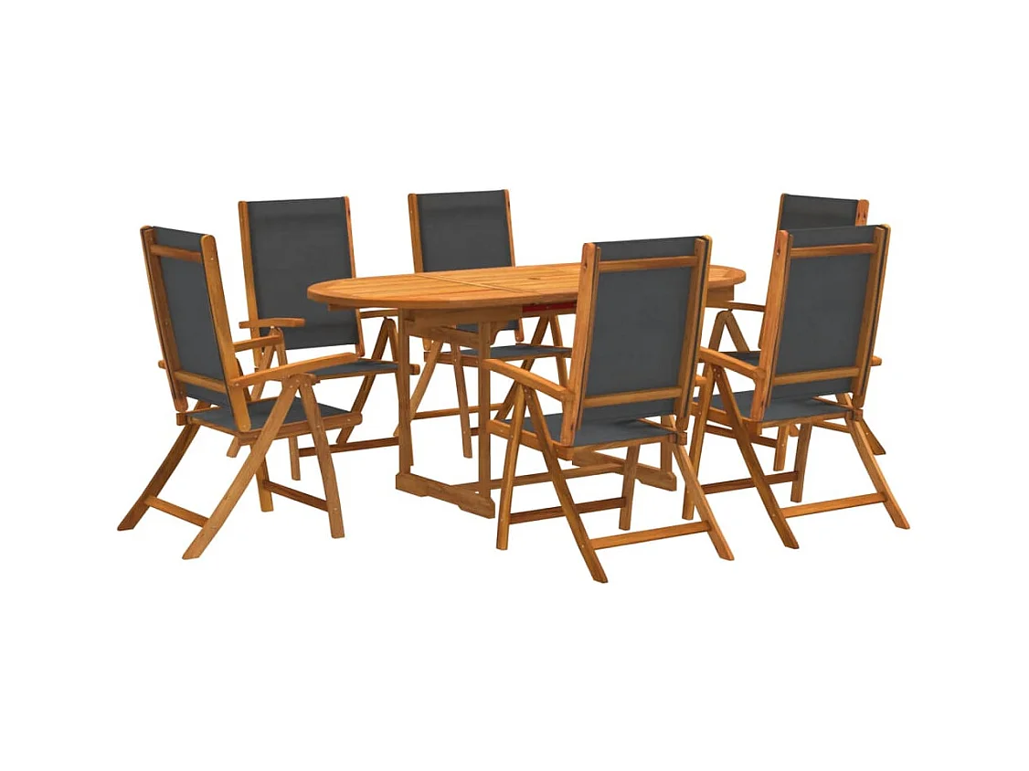 Carrizo Springs  Ensemble à Manger de jardin 7pcs bois d'acacia solide textilène