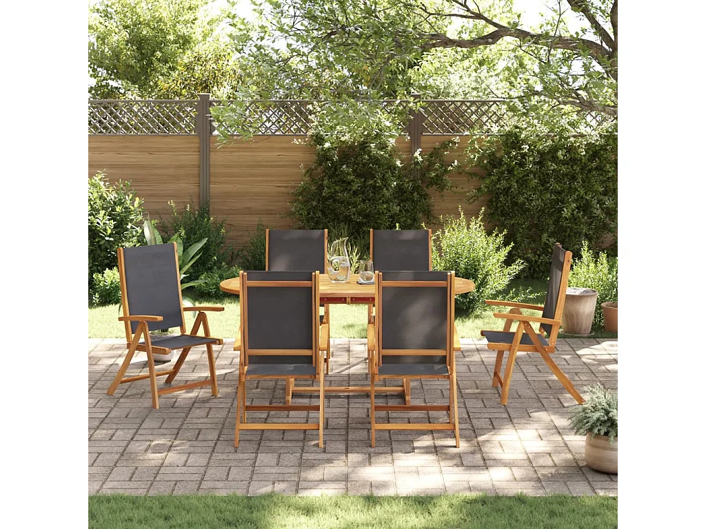 Carrizo Springs  Ensemble à Manger de jardin 7pcs bois d'acacia solide textilène