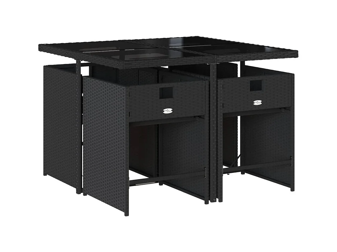 Zele  Set de muebles jardín 5 pzas con cojines ratán sintético negro