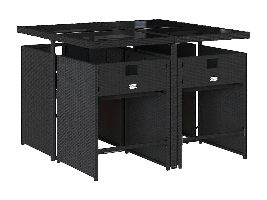 Zele  Ensemble à manger de jardin coussins 5pcs Noir Résine tressée