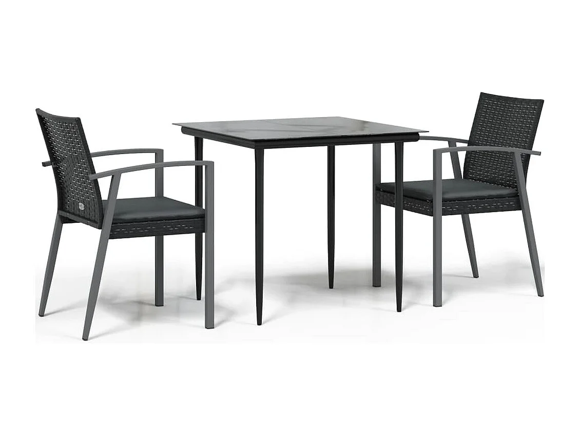 Bucyrus  Ensemble à manger de jardin 3 pcs coussins résine tressée acier