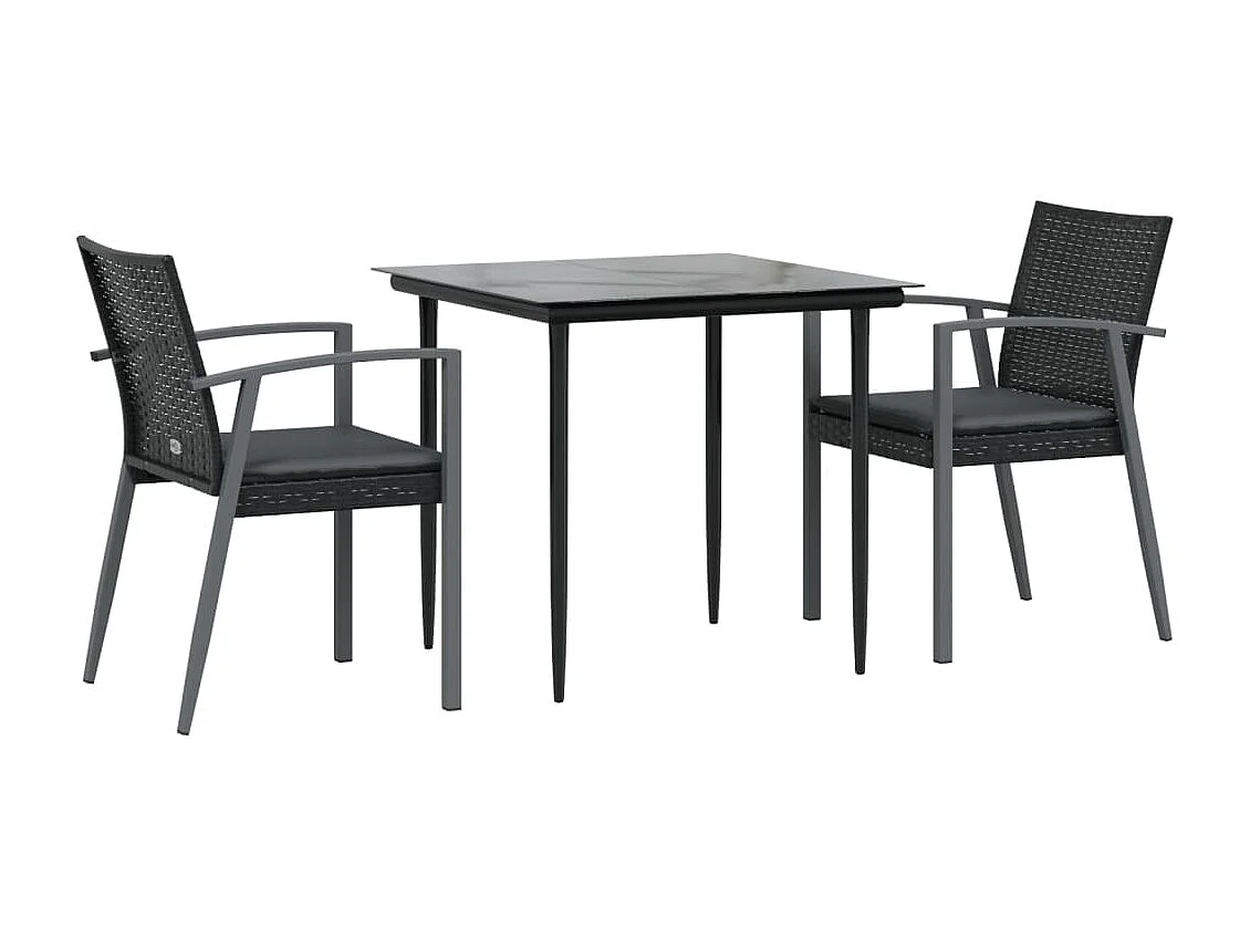 Bucyrus  Ensemble à manger de jardin 3 pcs coussins résine tressée acier