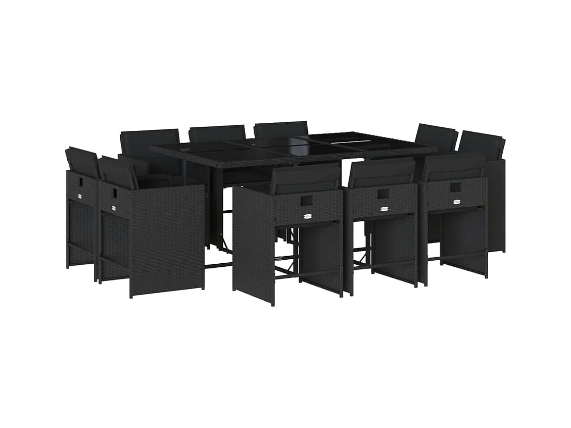 An Daingean  11-delige Tuinset met kussens poly rattan zwart