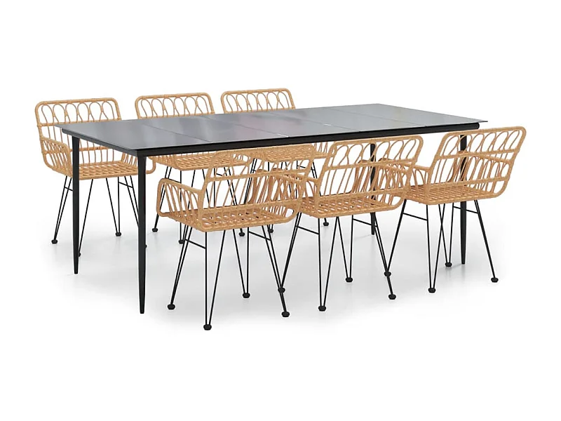 Arkadelphia  Ensemble à manger de jardin 7 pcs Résine tressée