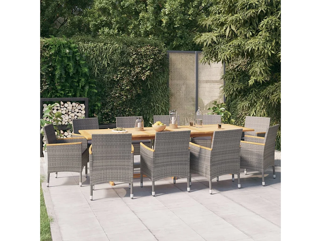 Prolenta Premium -  Ensemble à manger de jardin 11 pcs avec coussins Gris