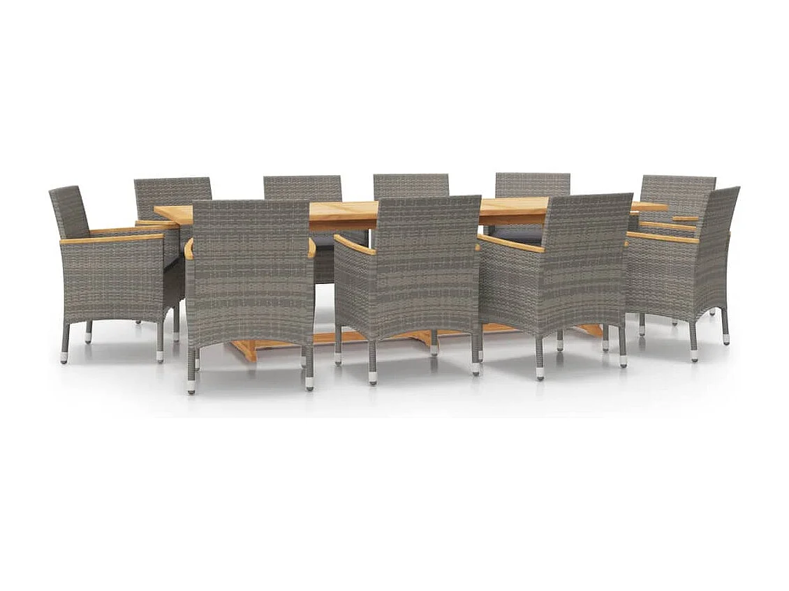 Prolenta Premium -  Ensemble à manger de jardin 11 pcs avec coussins Gris