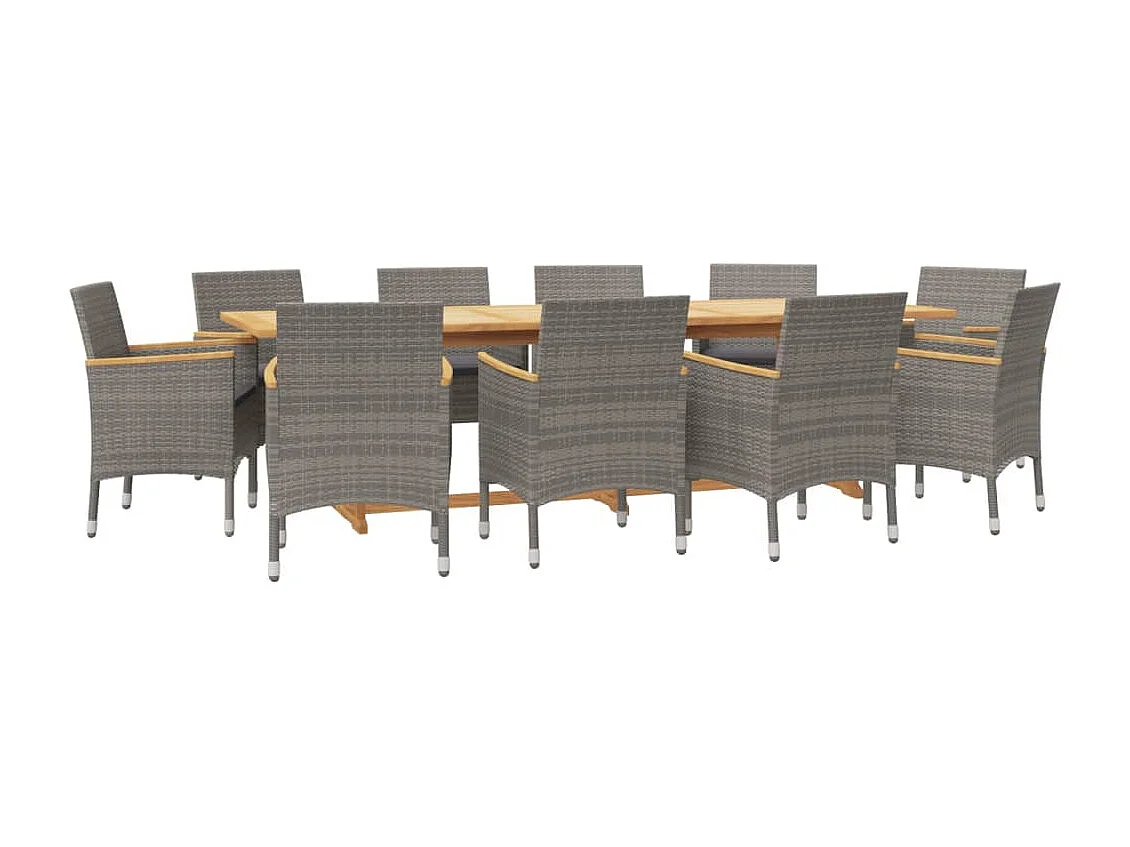 Prolenta Premium -  Ensemble à manger de jardin 11 pcs avec coussins Gris