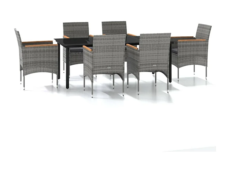 Union  Ensemble à manger de jardin coussins 7pcs Gris et noir