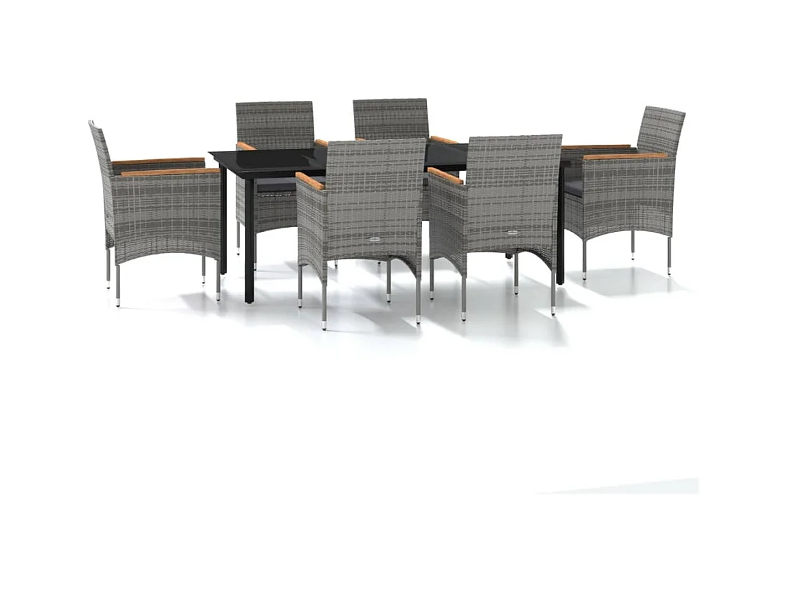 Union  Ensemble à manger de jardin coussins 7pcs Gris et noir