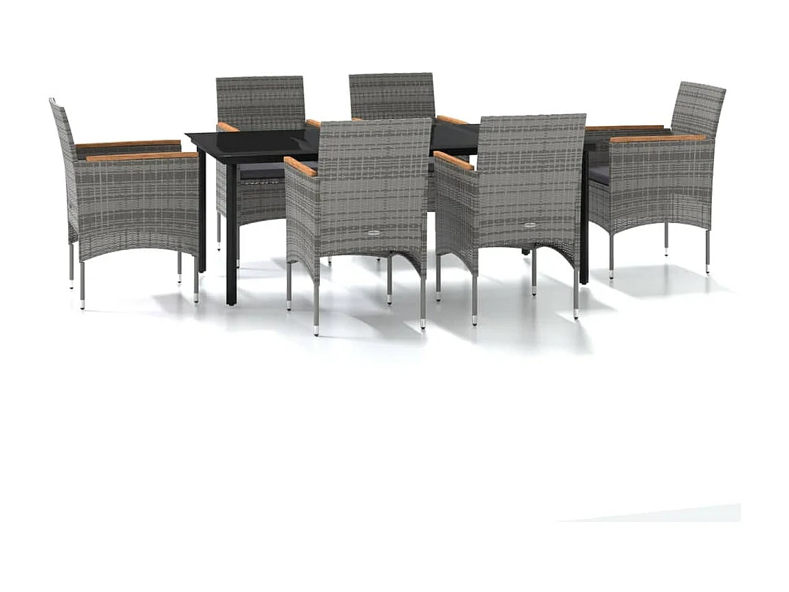 Union  7-delige Tuinset met kussens grijs en zwart