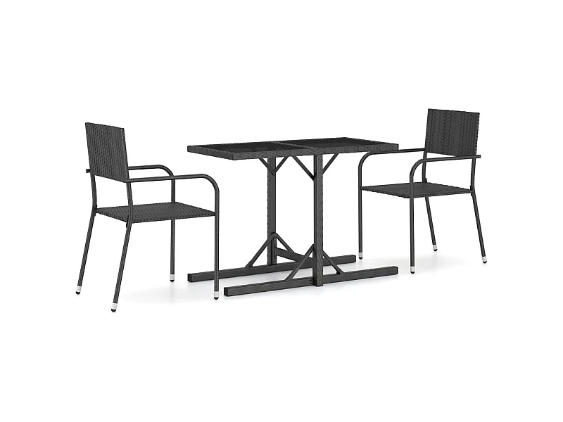 Brinal  Ensemble à manger de jardin 3 pcs Noir