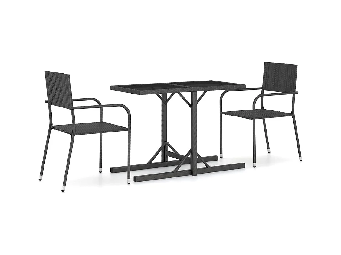 Brinal  Ensemble à manger de jardin 3 pcs Noir