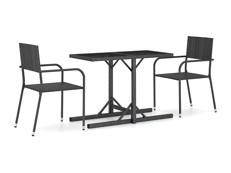 Brinal  Juego de comedor para jardín 3 piezas negro