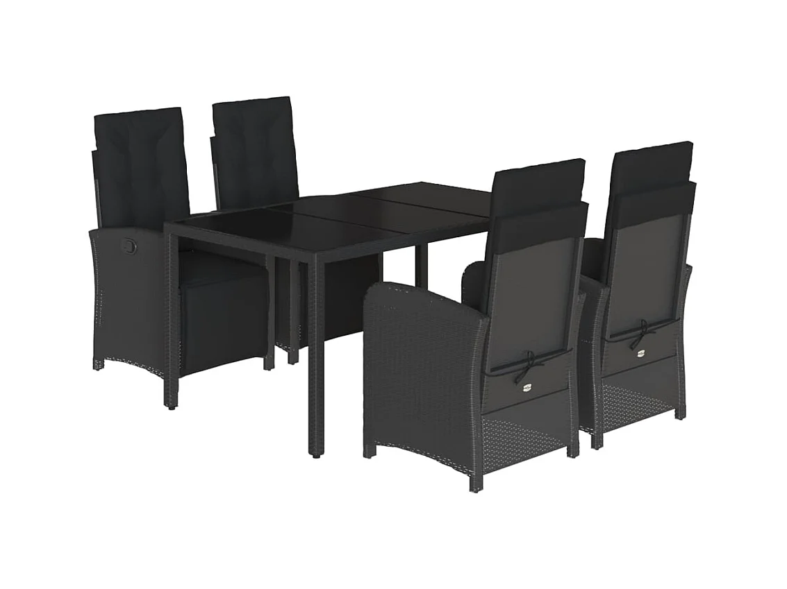 Hillside  5-delige Tuinset met kussens poly rattan zwart