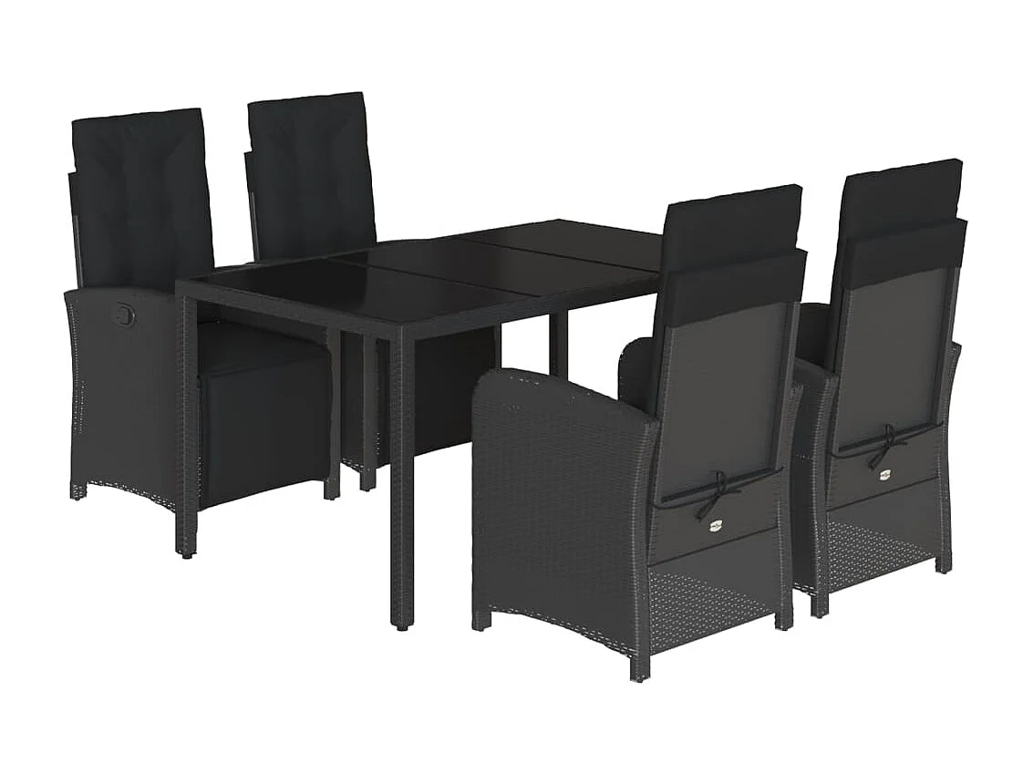 Hillside  Ensemble à manger de jardin coussins 5pcs Noir Résine tressée