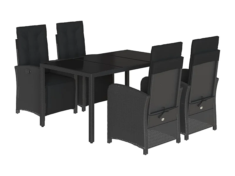 Hillside  Ensemble à manger de jardin coussins 5pcs Noir Résine tressée